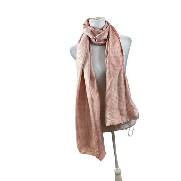 Ladies Vintage Pink Two Tone 100% Silk Long‎ Scarf - Picture 4 of 10